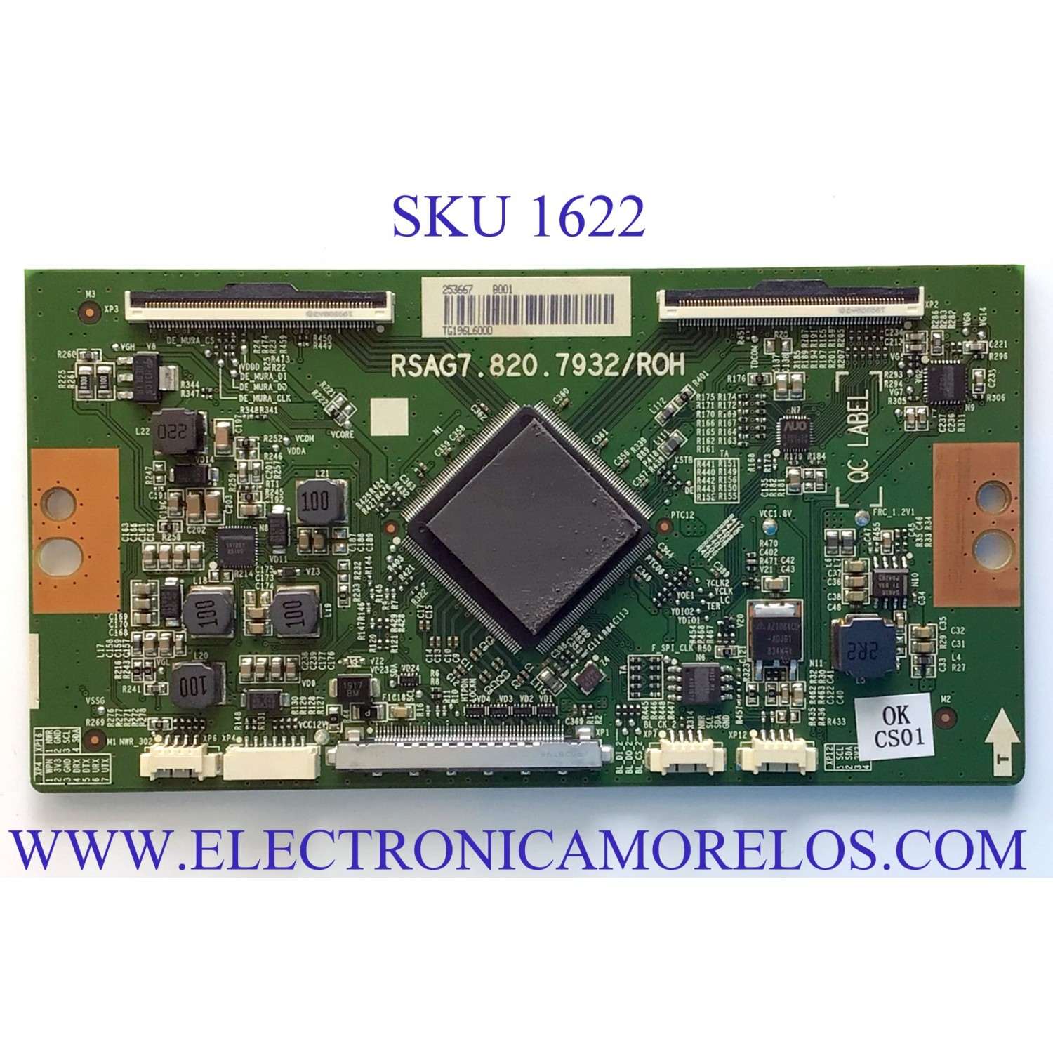 T-CON PARA TV HISENSE / NUMERO DE PARTE 253667 /  RSAG7.820.7932/ROH / TG196L600D / PANEL HD650V3U52-TAL3\S2\BFJ\GM\ROH / MODELO 65H8F